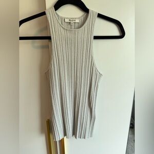 Madewell Ribbed Knit Tank in Metallic Light Gray